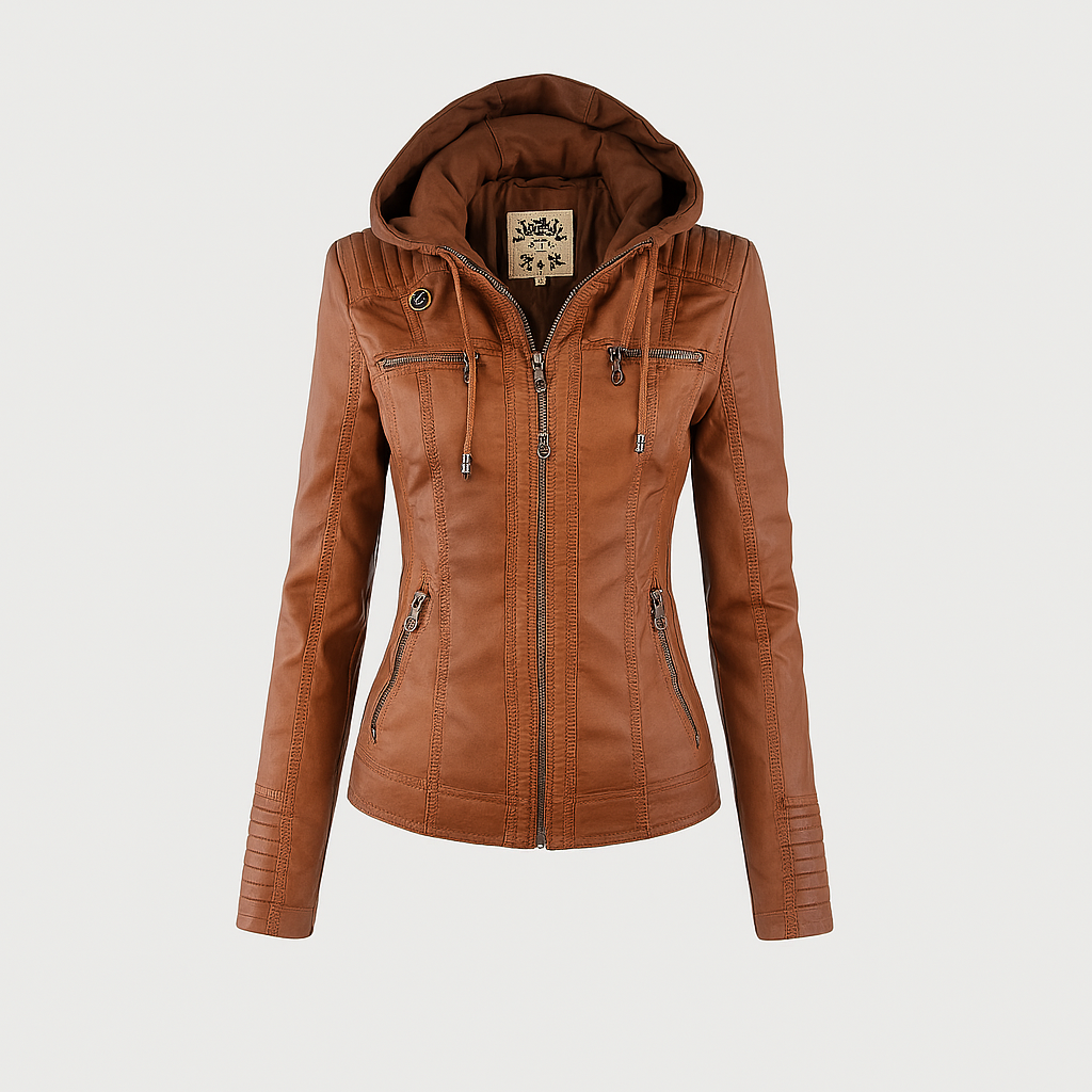 Isabella | Stylish and Versatile Hooded Leather Jacket