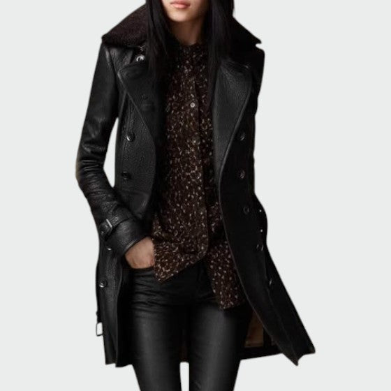 Olivia | Long Leather Coat