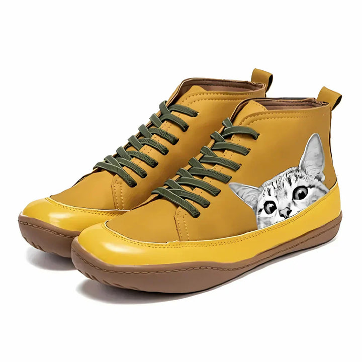 Wilhelmina | Cat Design Leather Ankle Boots