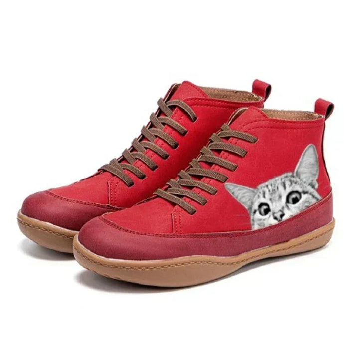 Wilhelmina | Cat Design Leather Ankle Boots