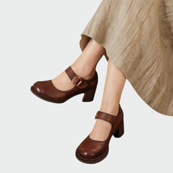Nora Beau | Chunky-Heel Buckle Mary Jane Shoes